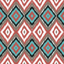 Indigo Stripe Carpet. Indigo Chevron Vector Seamless Pattern. Ethnic Ikat Bohemian Ornament. Scarlet Indian Stripe Print. Stripe Shibori Indonesian.