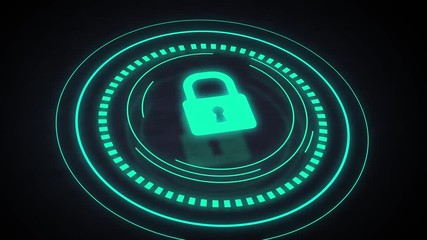 Information cyber security concept. Hud cinematic style animation. Safety and protection video
