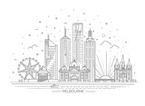 Fototapeta  - Melbourne Australia City Skyline. Line skyline illustration