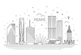 Fototapeta Nowy Jork - Miami city skyline,  illustration