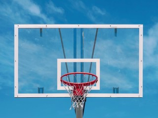 flat basketball hoop blue sky