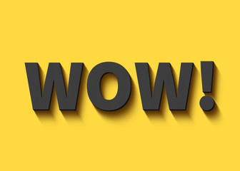 Wow in black letters on yellow background