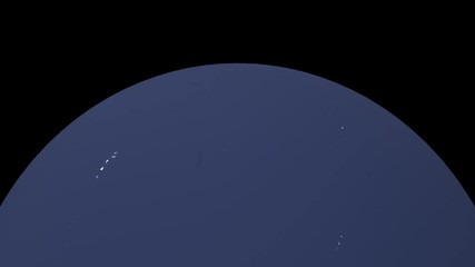 Wall Mural - Realistic night rotating Earth planet isolated on black background. Spinning dark 3d earth globe seamless looping animation.