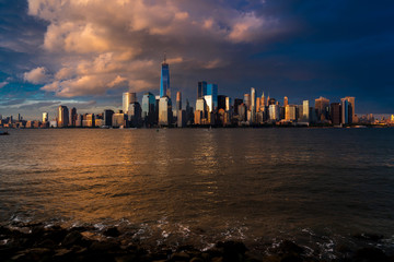 Wall Mural - JUNE 4, 2018 - NEW YORK, NEW YORK, USA  - New York City Spectacular Sunset focuses on One World Trade Tower, Freedom Tower, NY