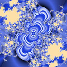 Blue White Flowery Design, Fractal Background