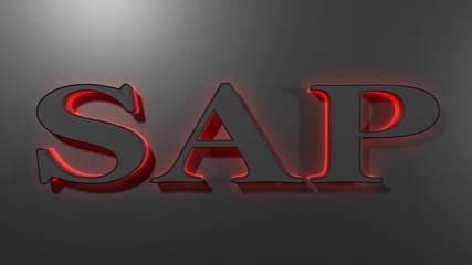 Poster - SAP black write with red backlight, on black surface - 3D rendering illustration