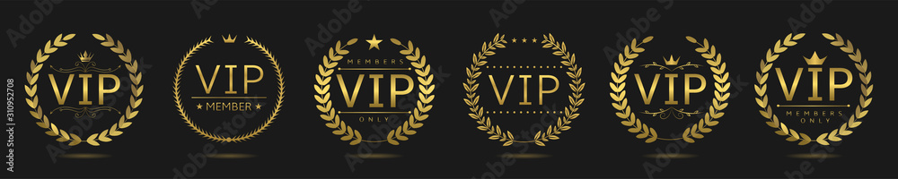Golden VIP laurel wreath set - obrazy, fototapety, plakaty 