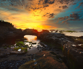 Wall Mural - Bali island panoramic high resolution landscape ocean rock and sand beach