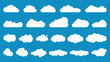 Cloud. Abstract white cloudy set isolated on a blue background. Vector illustration template for flight advertising, app, web, banner, UI, animation design. Cloud, great design for any purpose. Eps 10