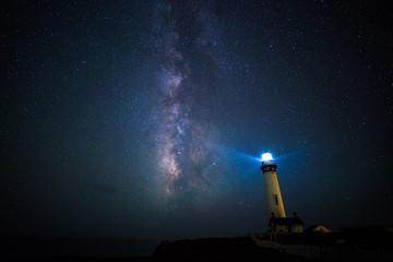 Wall Mural - Milky way over the Pigeon point lighthouse, California