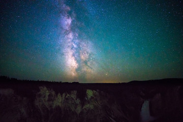 Wall Mural - Milky way over Yellowstone national park