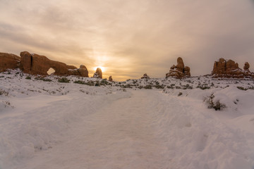 Wall Mural - Beautiful arches national park during winter