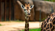 Baby giraffe looking off frame right