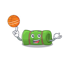 Sticker - An icon of camping mat Scroll cartoon character playing basketball