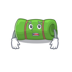 Poster - mascot of camping mat Scroll showing afraid look face