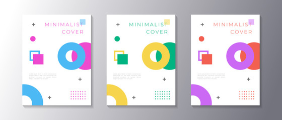 Wall Mural - Minimalist design cover set with memphis geometric background, applicable for poster, flyer, banner, magazine