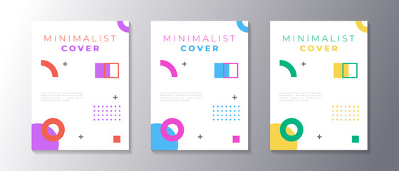 Wall Mural - Minimalist design cover set with memphis geometric background, applicable for poster, flyer, banner, magazine