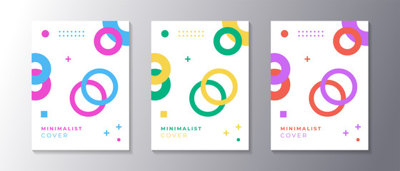 Wall Mural - Minimalist design cover set with memphis geometric background, applicable for poster, flyer, banner, magazine