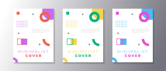 Wall Mural - Minimalist design cover set with memphis geometric background, applicable for poster, flyer, banner, magazine