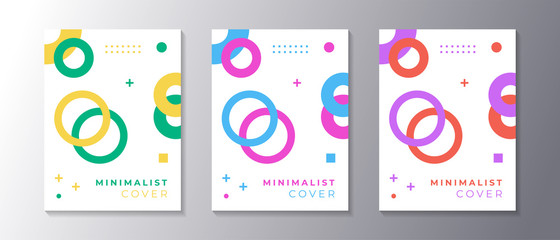 Wall Mural - Minimalist design cover set with memphis geometric background, applicable for poster, flyer, banner, magazine