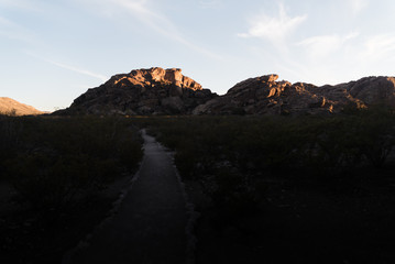 Wall Mural - Rocks lit up during sunset at Hueco Tanks, Texas. 