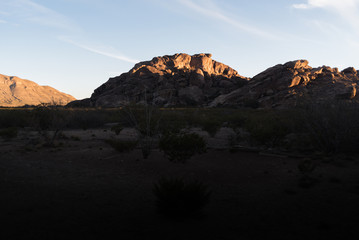 Wall Mural - Rocks lit up during sunset at Hueco Tanks, Texas. 