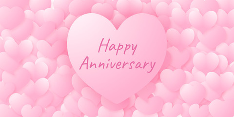 Fototapete - Pink happy anniversary greeting card background wallpaper illustratation design.
