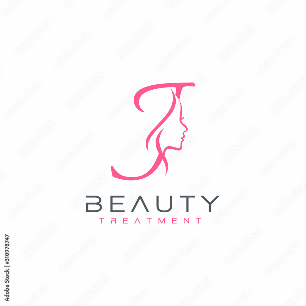Letter J beauty Face Logo Design Vector Icon Stock Vector | Adobe Stock