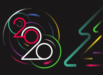 Aufkleber - Happy new 2020 year vector concept