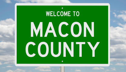 Wall Mural - Rendering of a green 3d highway sign for Macon County