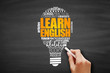 © dizain - Learn English light bulb word cloud collage, concept background