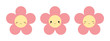 Set of cute pink flower icons. Flat vector illustration.