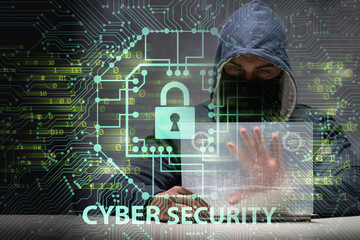 Young hacker in cybersecurty concept