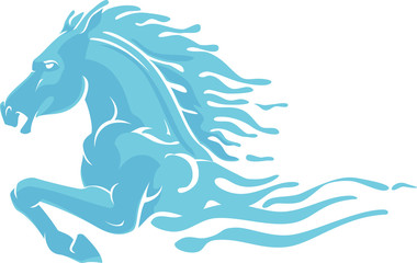 Wall Mural - Water Horse Bust, Abstract Blue Liquid