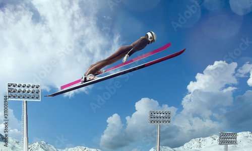 Dekoracja na wymiar  narciarz-w-locie-sport-skokow-narciarskich