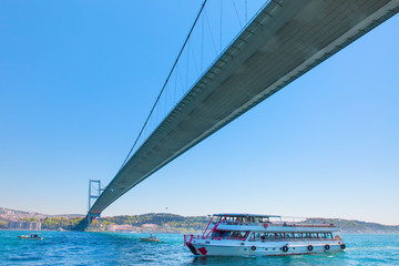 Wall Mural - Bridge of Bosphorus and a steamboat- Istanbul, Turkey