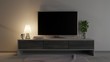 © SrgSie - Modern living room with lcd tv at night. 3D rendering.