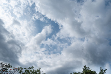 Wall Mural - beautiful white clouds and blue sky high definition skyscraper with grunge texture for background ab