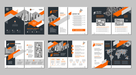 Brochure creative design. Multipurpose template, include cover, back and inside pages. Trendy minimalist flat geometric design. Vertical a4 format.