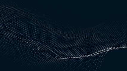 Leinwandbilder - Abstract digital wave of particles. Futuristic point wave. Technology background vector. Vector illustration