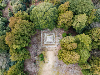 Wall Mural - The aerial view of Kumayama ruin in Okayama, Japan.