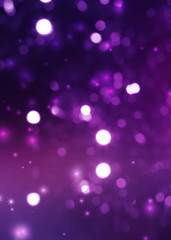 Wall Mural - Blurred festive abstract background. Blurry bokeh lights, snowflakes, neon glow