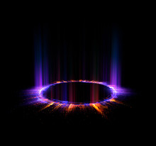 Abstract Background. Motion Swirl. Glowing Circle. Bright Spiral. Glow Podium. Empty Scene. Space Tunnel. Light Ellipse. Glint Galaxy. Oval Stage. Led Studio. Lens Flare. Glare Ring. Show Disc.