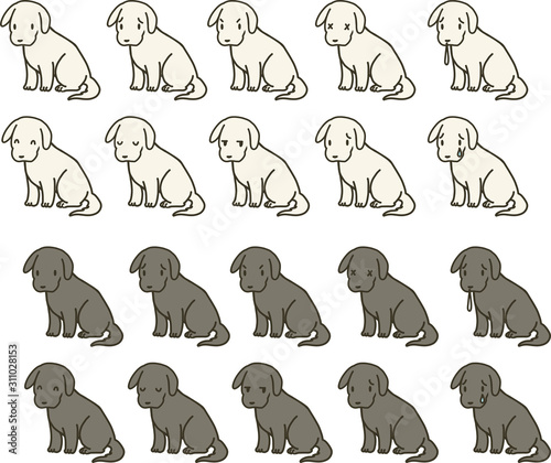 座っている犬のイラストセット Stock ベクター Adobe Stock