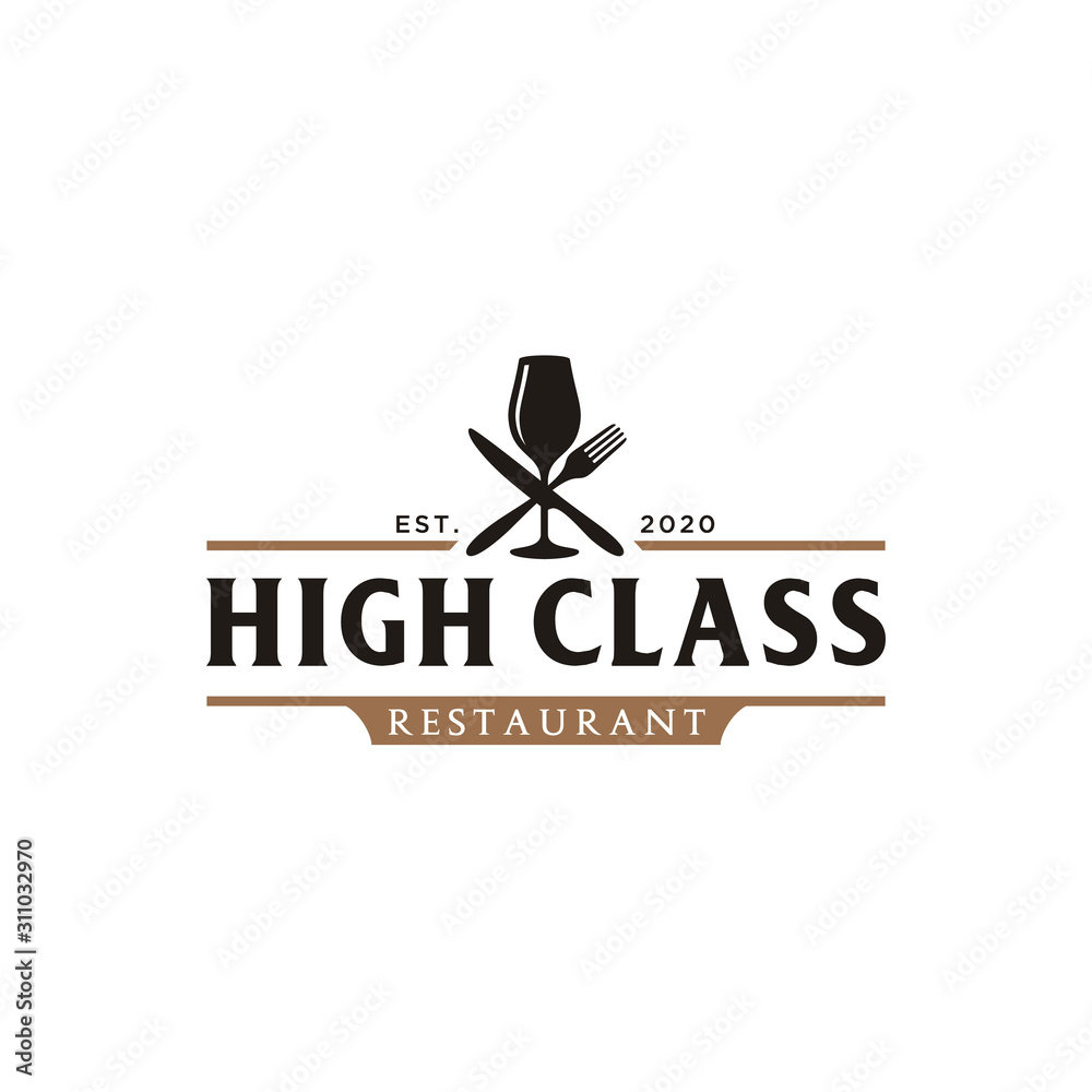 Luxury Wine Glass with Spoon Fork Knife for Dinner Restaurant Bar Bistro  Vintage Retro Stock Vector | Adobe Stock, image size:1000x1000