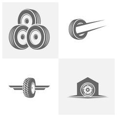 Wall Mural - Set of Tire logo vector icon illustration design template