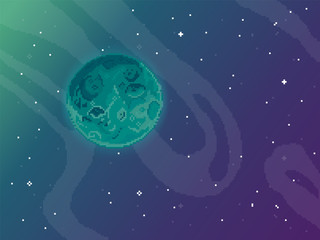 Poster - vector retro futuristic background. abstract digital landscape with particles dots and stars on hori