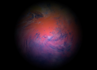planet on a black background. abstract illustration.