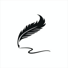 Feather Pen Logo Silhouette Vector Design Template Premium