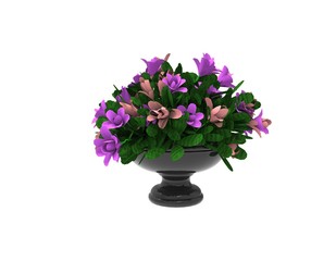 Wall Mural - Flower in Pot on White Background 3D Rendering